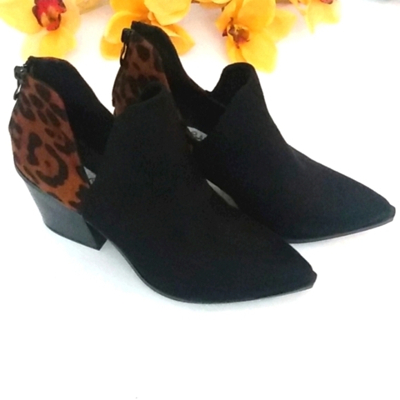 JESSICA CARLYLE LEOPARD STACKED BLOCK HEEL ANKLE BOOTIES SIZE 8.5 NWOT - Picture 2 of 11